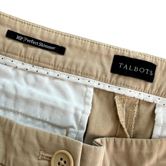 Talbots Perfect Skimmer Pants with Button Accent, Tan, Beige, 16P - Picture 5 of 8